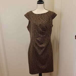 Calvin Klein Textured Brown Ruched Sheath Mini Dress - Sz XL